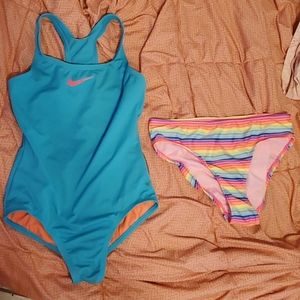 NIKE BLUE SWIMSUIT AND VIKINI BOTTOMS